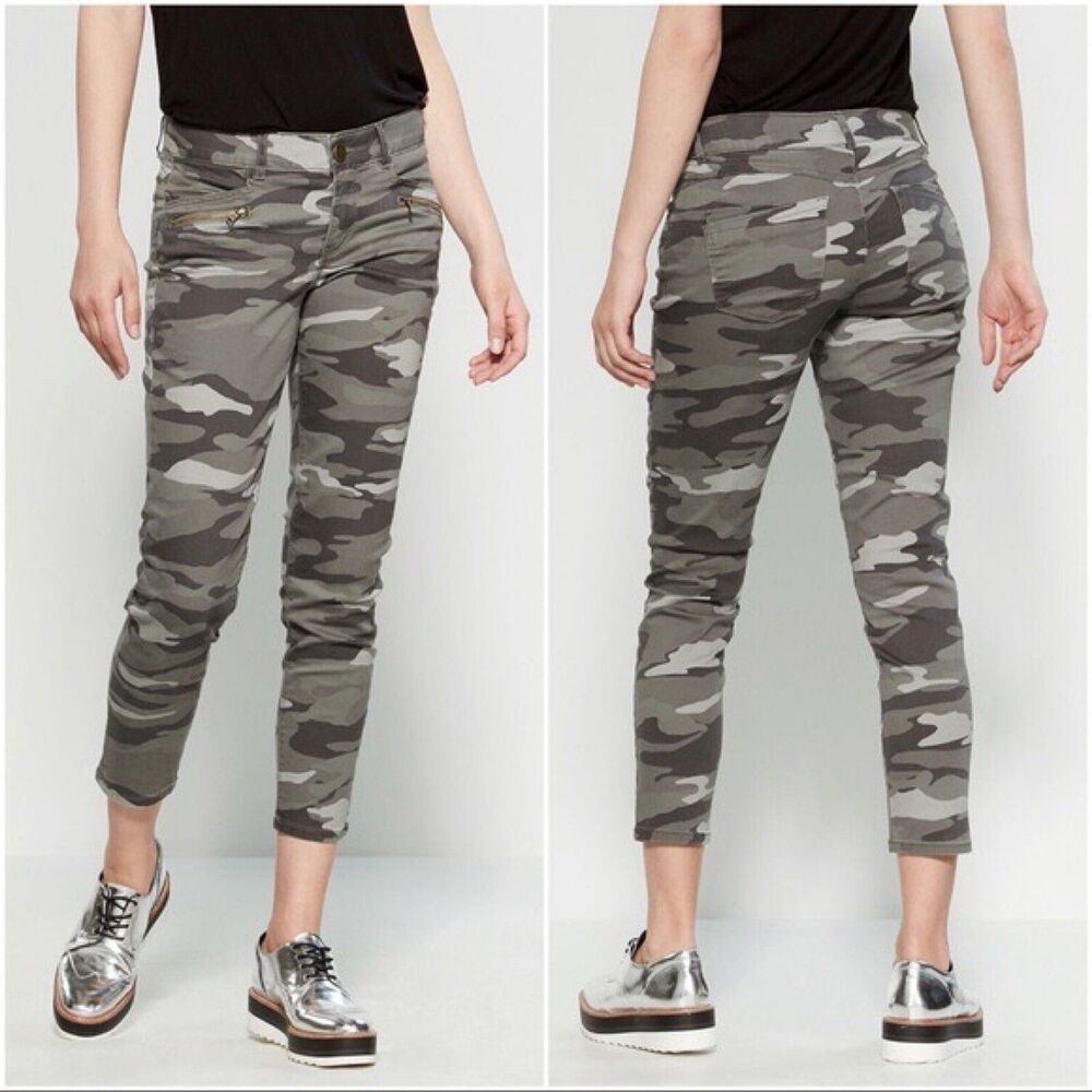 Democracy Jeans Size 8 Ab Technology Gray Camo Ankle Zip Pockets